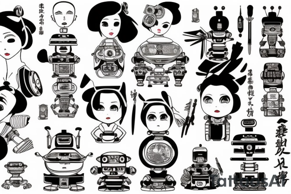 Robot geisha tattoo idea