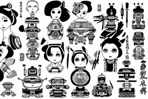 Robot geisha tattoo idea