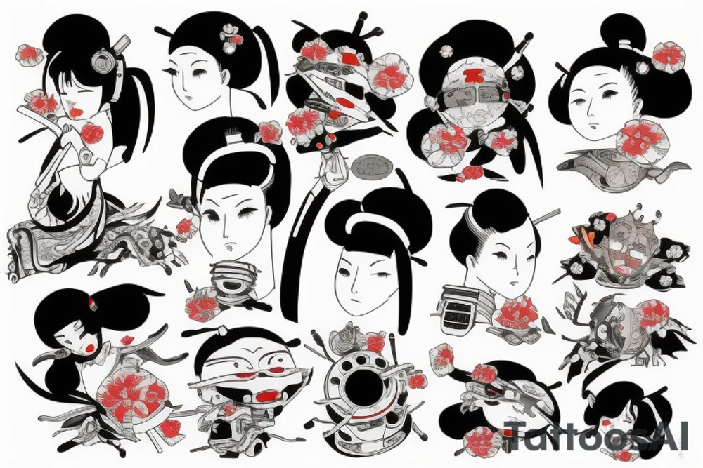 Robot geisha tattoo idea