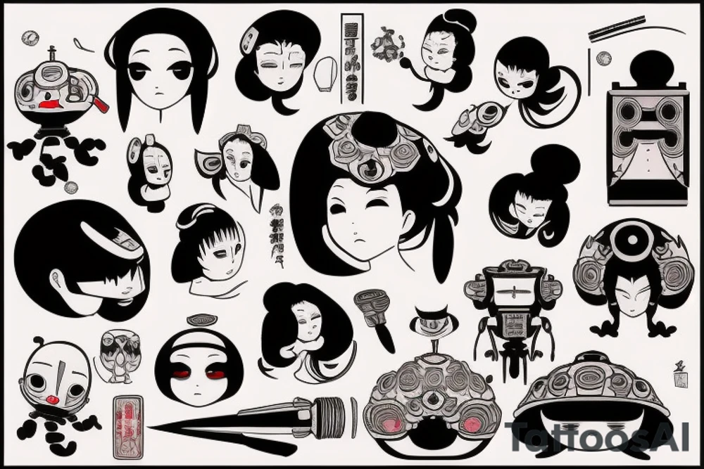 Robot geisha tattoo idea