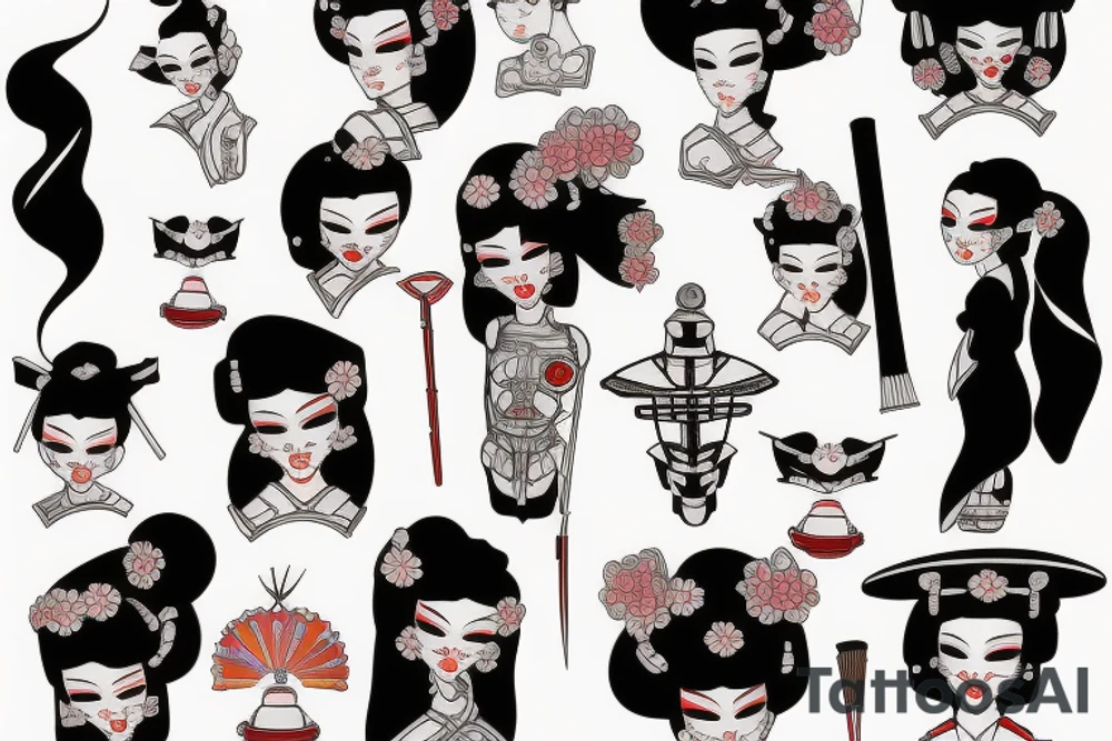 Robot geisha tattoo idea