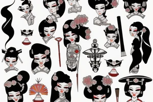 Robot geisha tattoo idea