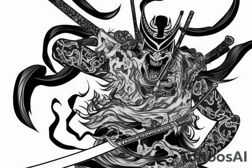 Dark Deamon in samurai with katana tattoo idea