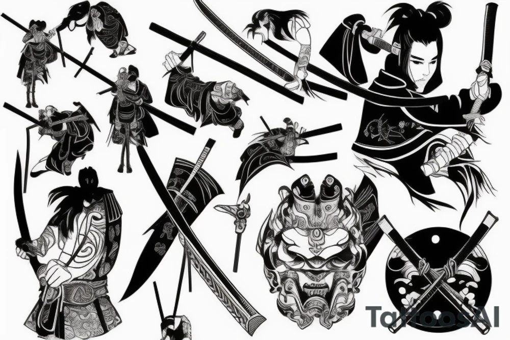 Dark samurai with katana tattoo idea