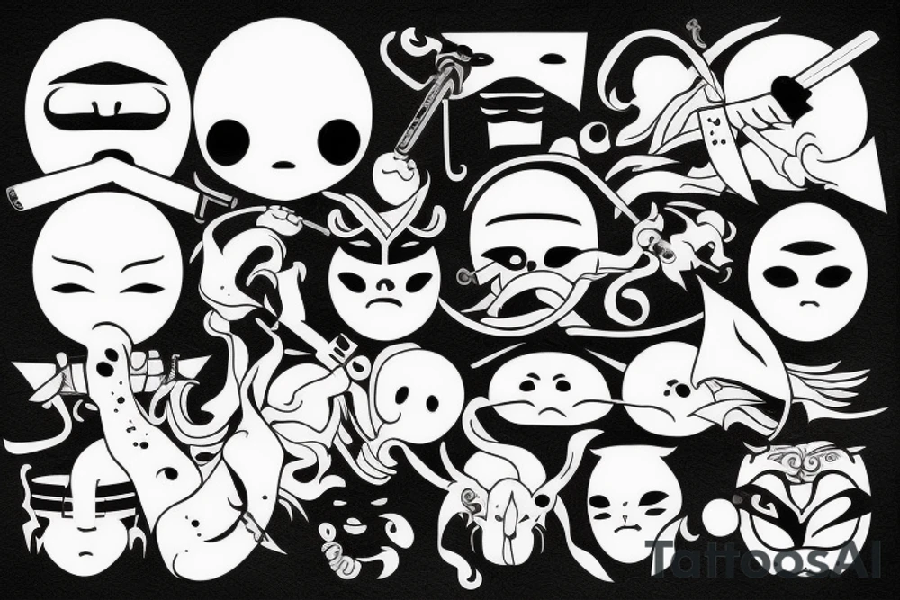 Dark samurai get no face with katana tattoo idea