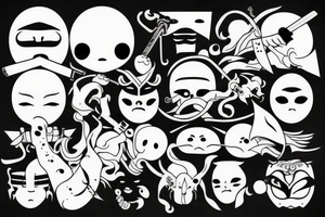 Dark samurai get no face with katana tattoo idea