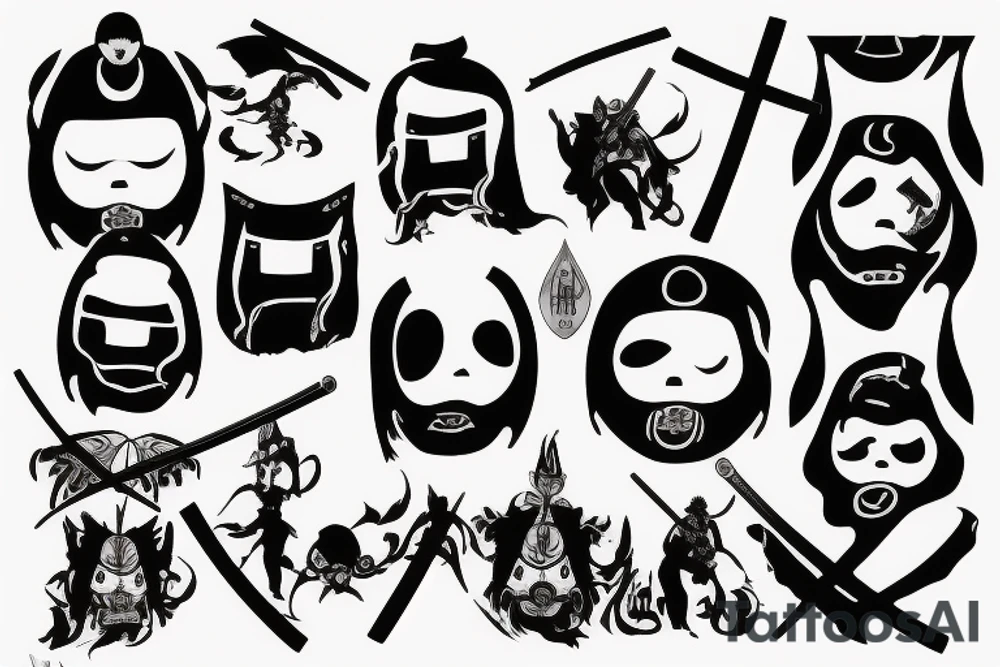 Dark samurai get no face with katana tattoo idea