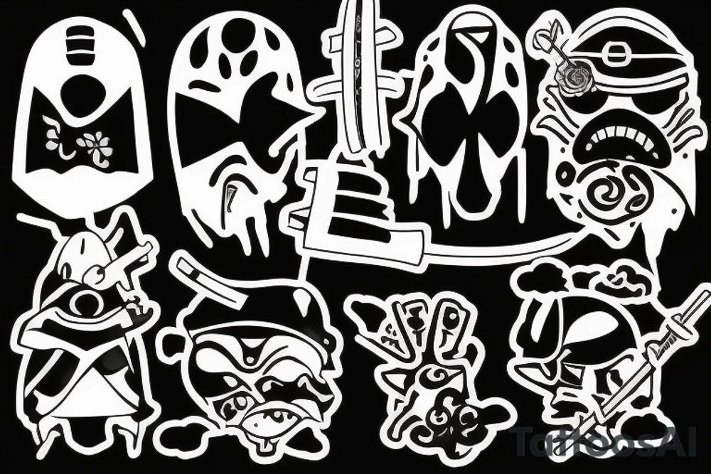 Dark no face samurai with katana tattoo idea