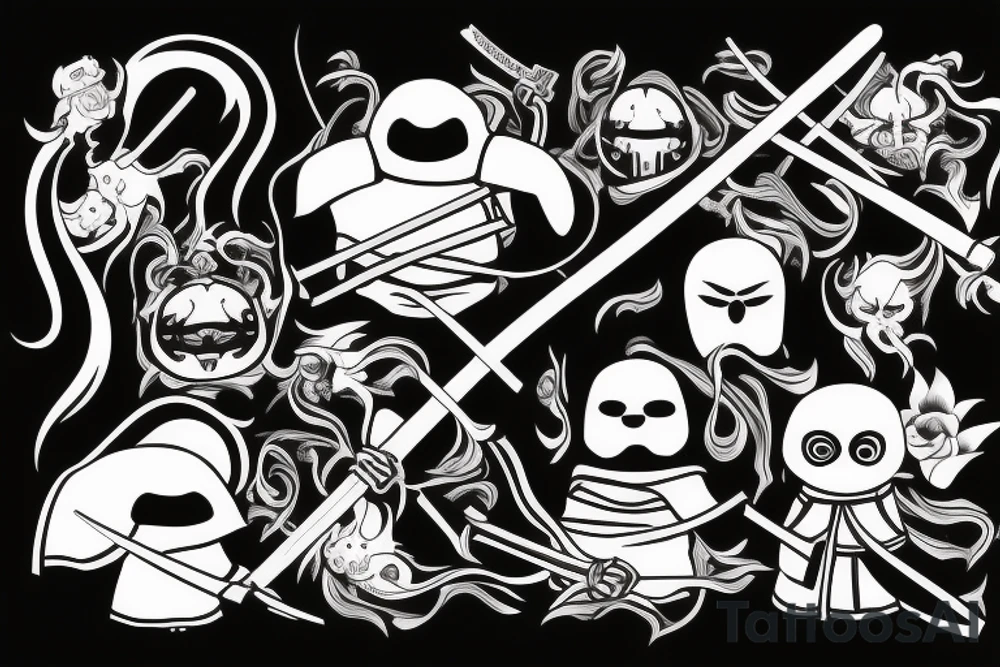 Dark no face samurai with katana tattoo idea