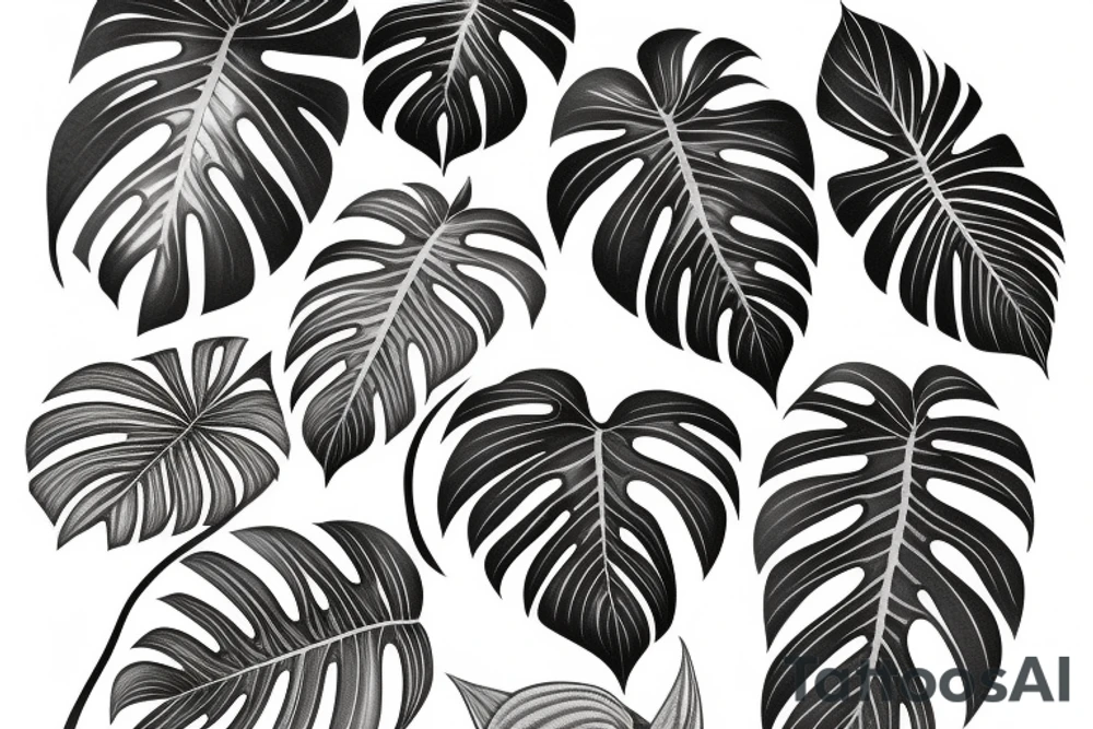 Monstera leaves tattoo idea