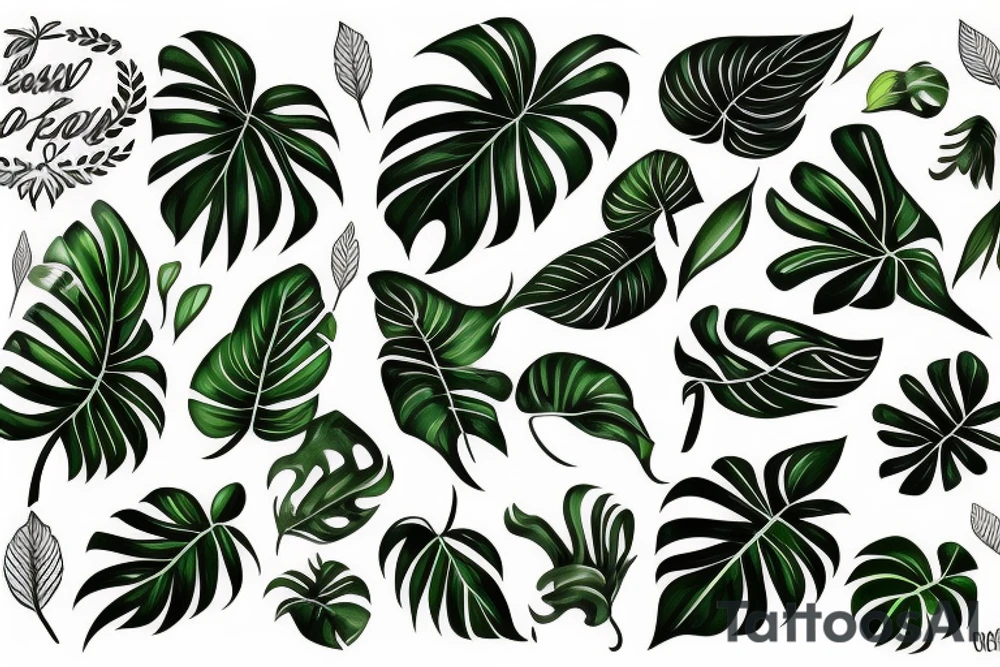 Monstera leaves tattoo idea