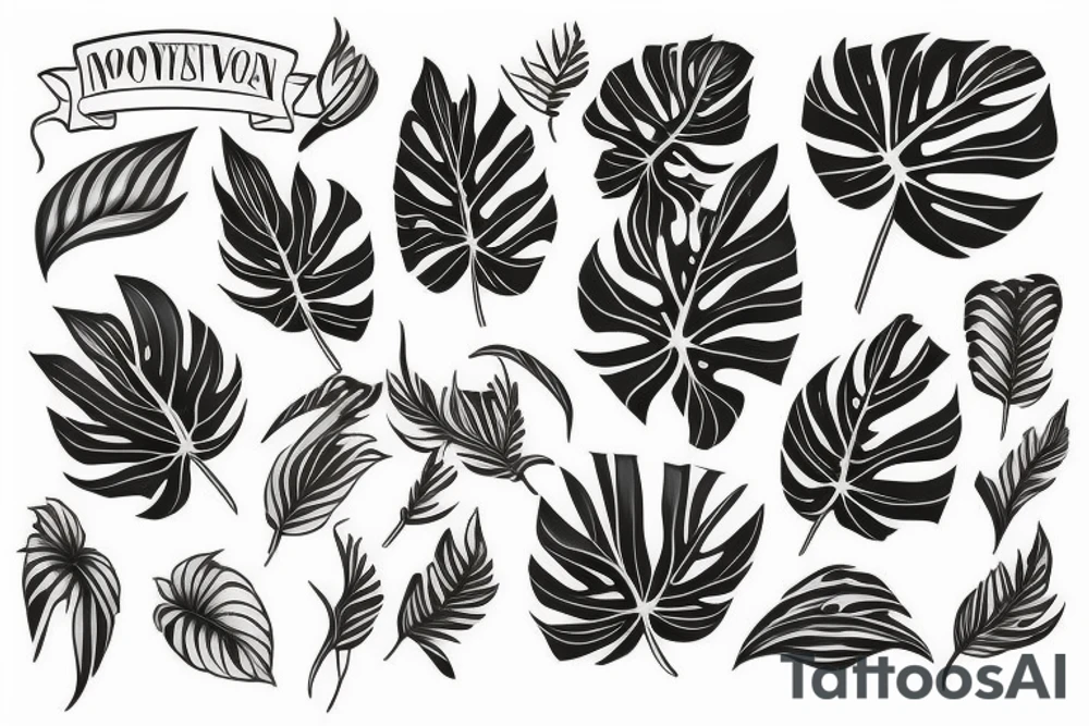 Monstera leaves tattoo idea