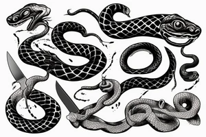 A snake rounding a bleeding knife tattoo idea