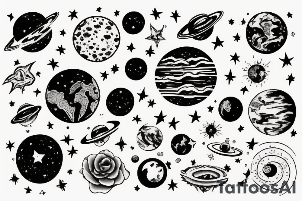planet earth and the stars are nearby tattoo idea
