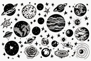planet earth and the stars are nearby tattoo idea