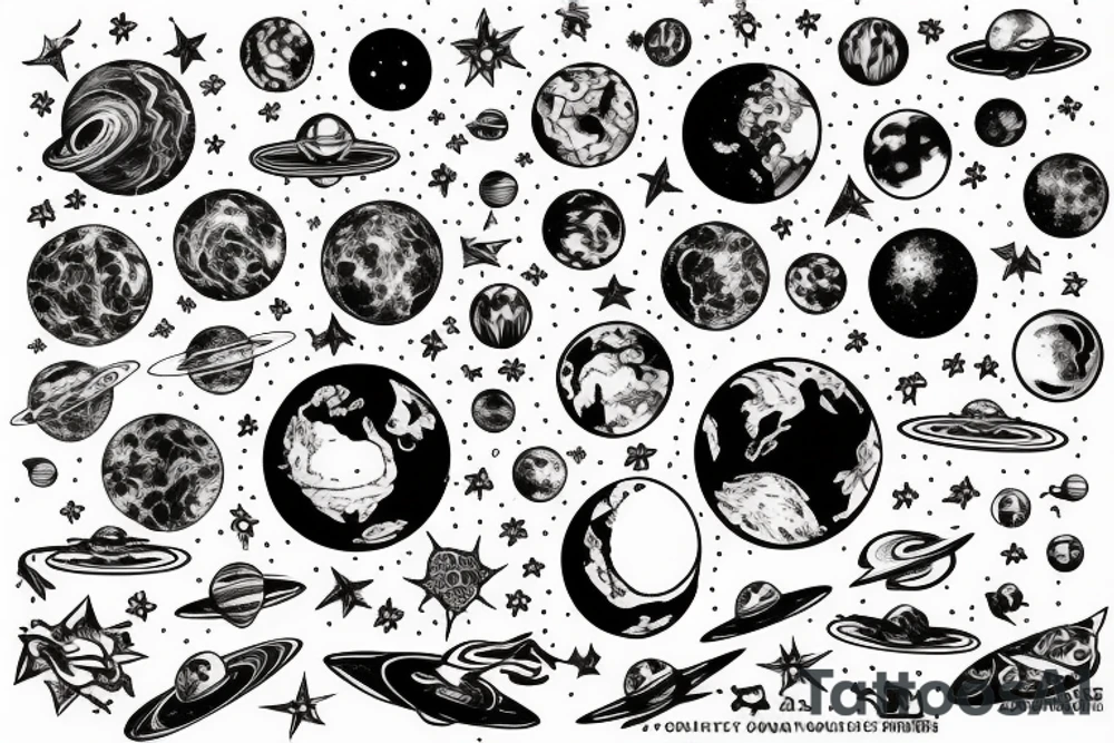 planet earth and the stars are nearby tattoo idea
