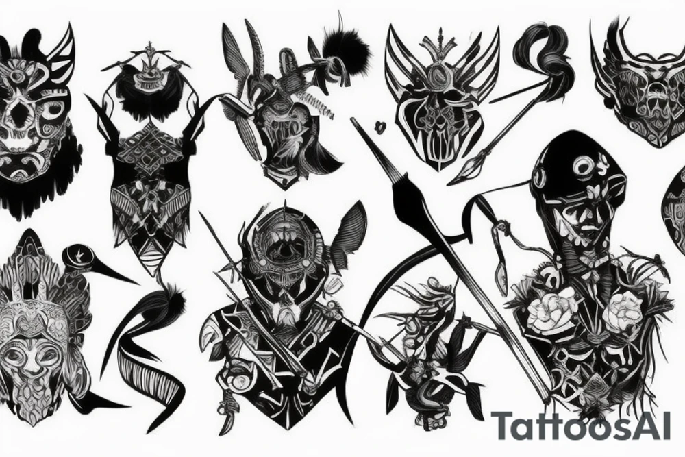 Black with a warrior stands alone ready to fight tattoo idea