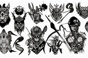 Black with a warrior stands alone ready to fight tattoo idea