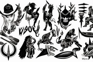 Black with a warrior stands alone ready to fight tattoo idea