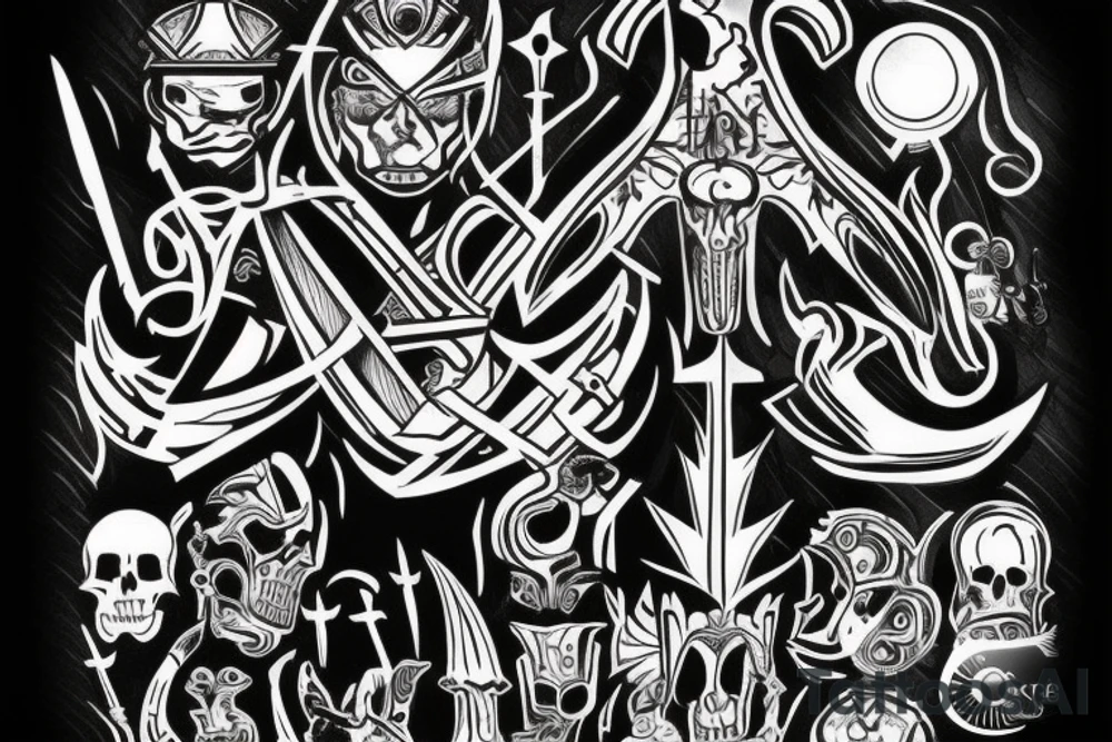 Black with a warrior stands alone ready to fight tattoo idea