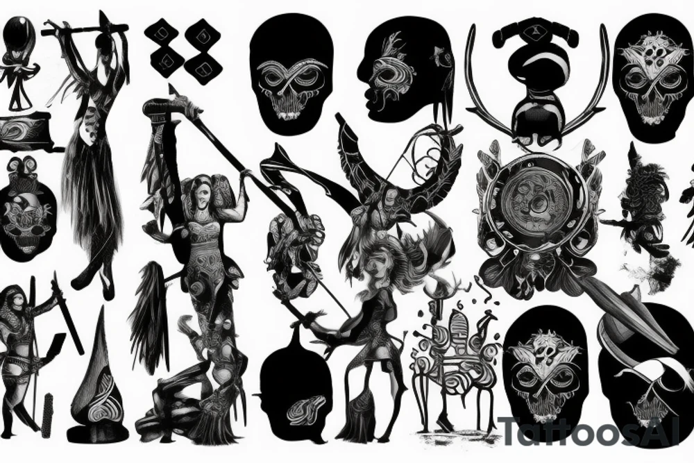 Black with a warrior stands alone ready to fight tattoo idea