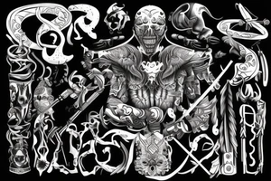 Black with a warrior stands alone ready to fight tattoo idea