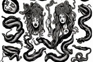 medusa god doing things with drugs tattoo idea