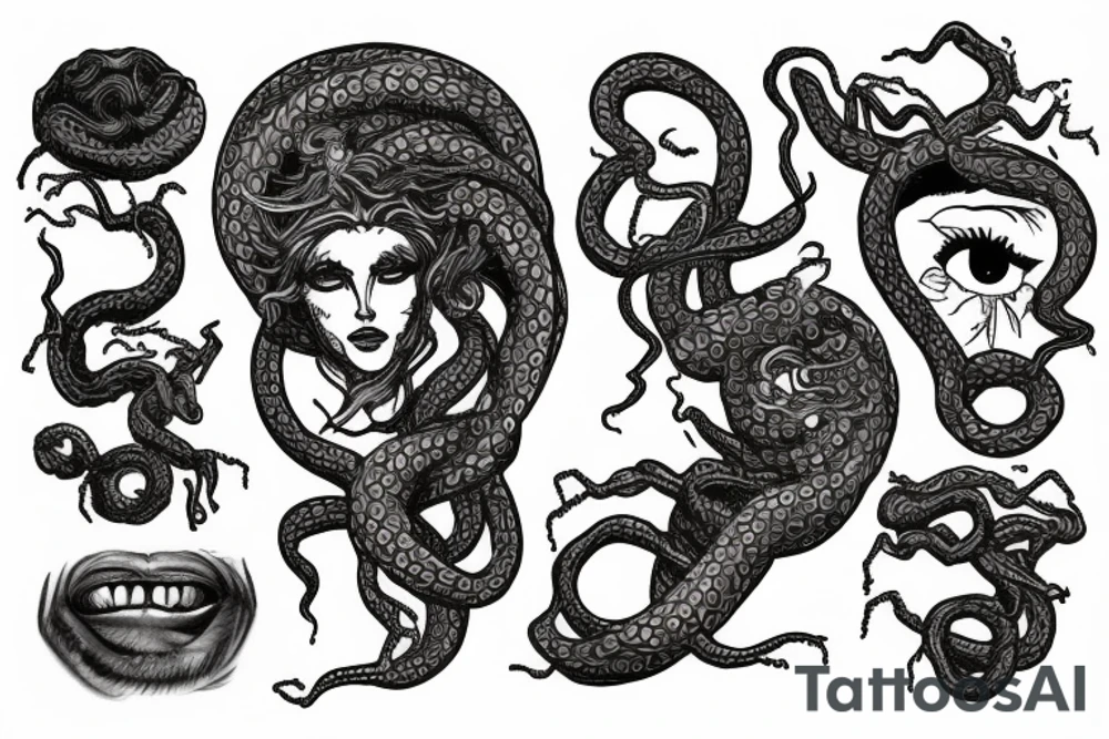 medusa god doing things with drugs tattoo idea