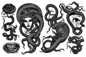 medusa god doing things with drugs tattoo idea