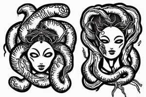 medusa god with drugs tattoo idea