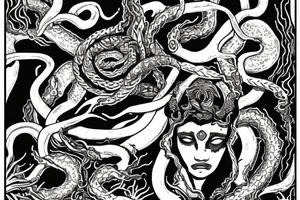 medusa god with drugs tattoo idea