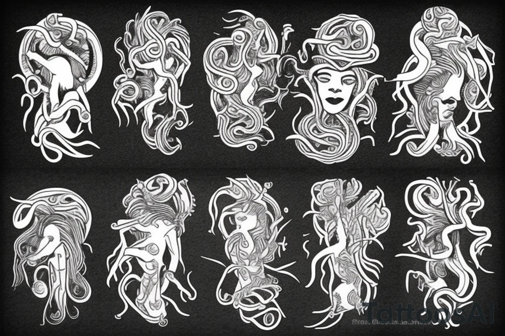 medusa god with drugs tattoo idea
