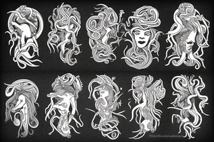 medusa god with drugs tattoo idea