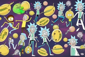 rick and morty in passion fruit space tattoo idea
