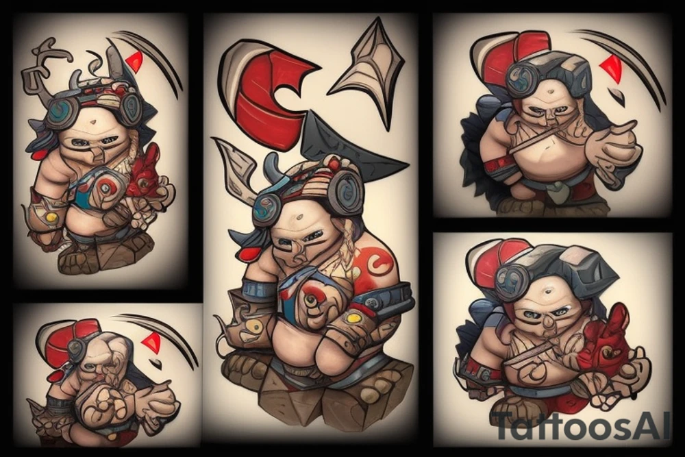 pudge from dota 2 with arcane after take pampage tattoo idea