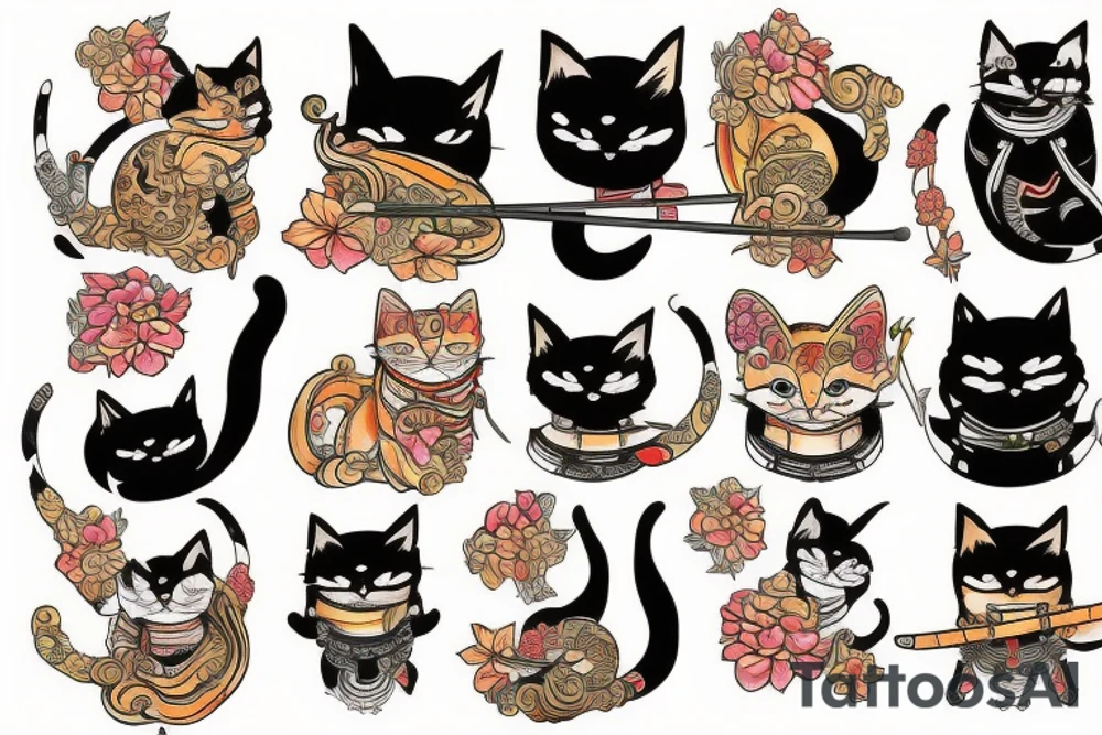 Samurai cat tattoo idea