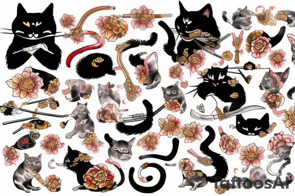 Samurai cat tattoo idea