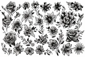 Flowers tattoo in whole arms tattoo idea