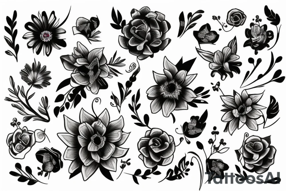 Flowers tattoo in whole arms tattoo idea