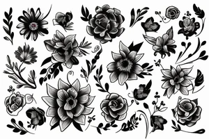 Flowers tattoo in whole arms tattoo idea