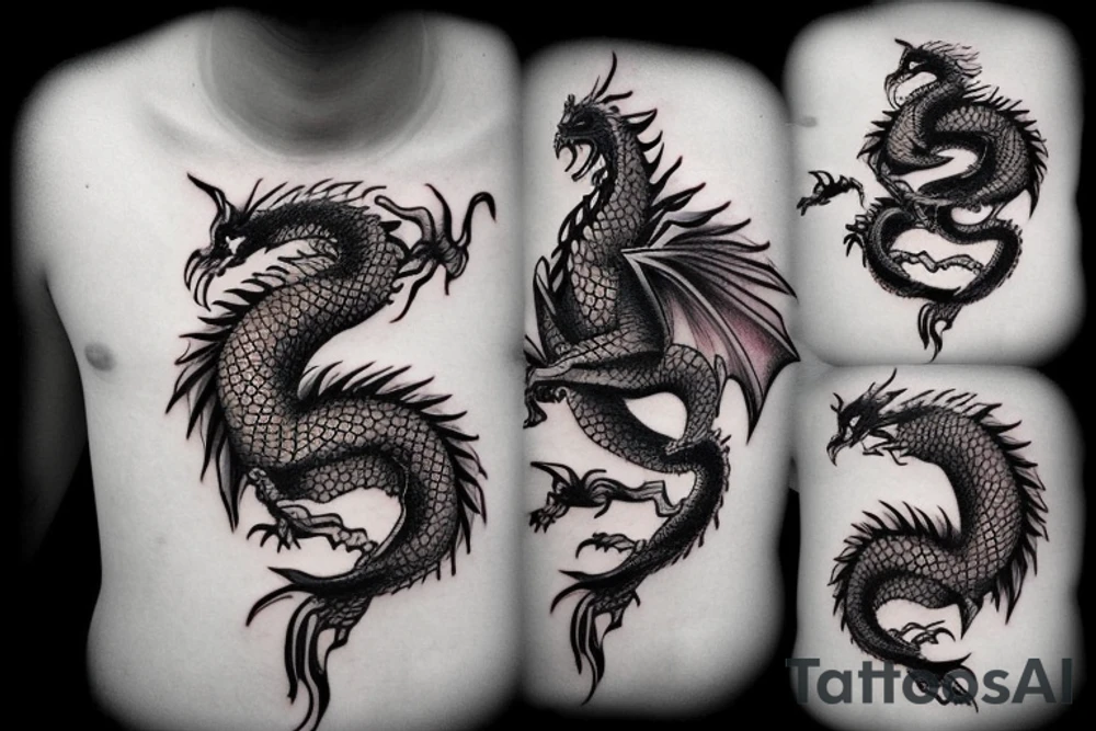 dragon with realistic red eyes tattoo idea
