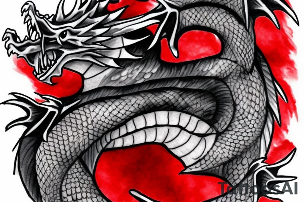 dragon with realistic red eyes tattoo idea