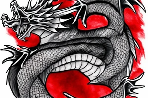 dragon with realistic red eyes tattoo idea