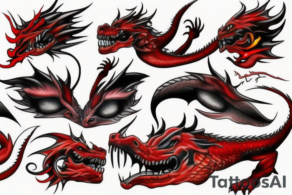 dragon with realistic red eyes tattoo idea