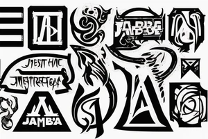 Word "JABBA" in a blackmetall logo way. With something cute tattoo idea