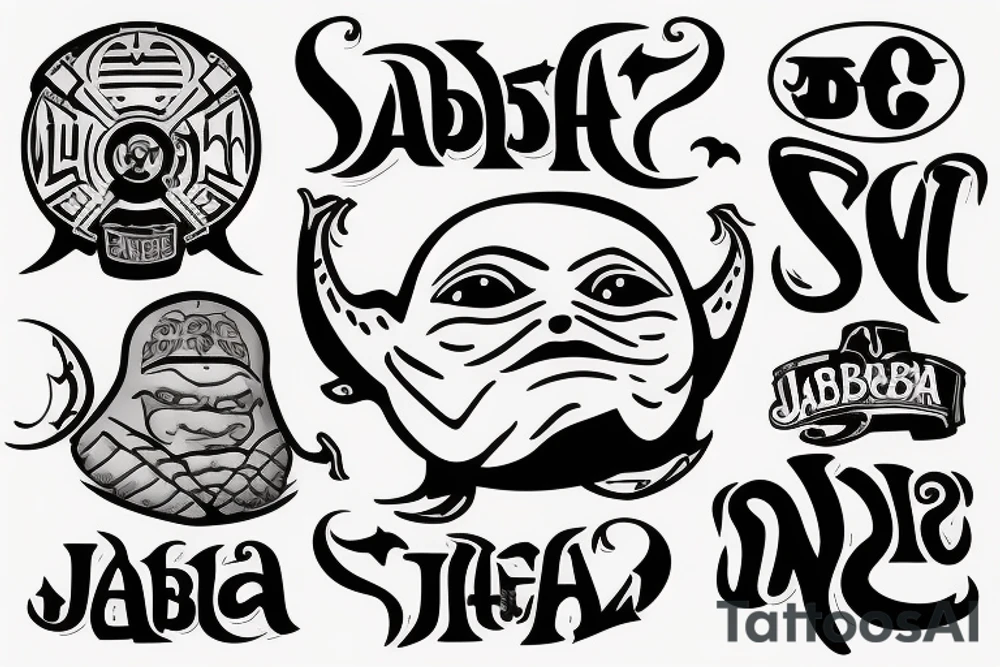 Word "JABBA" in a blackmetall logo way. With something cute tattoo idea
