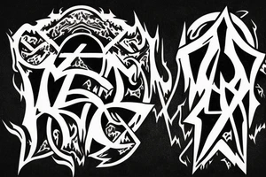Word "JABBA" in a black metal logo style tattoo idea