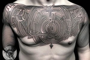 Optical illusions on chest tattoo idea