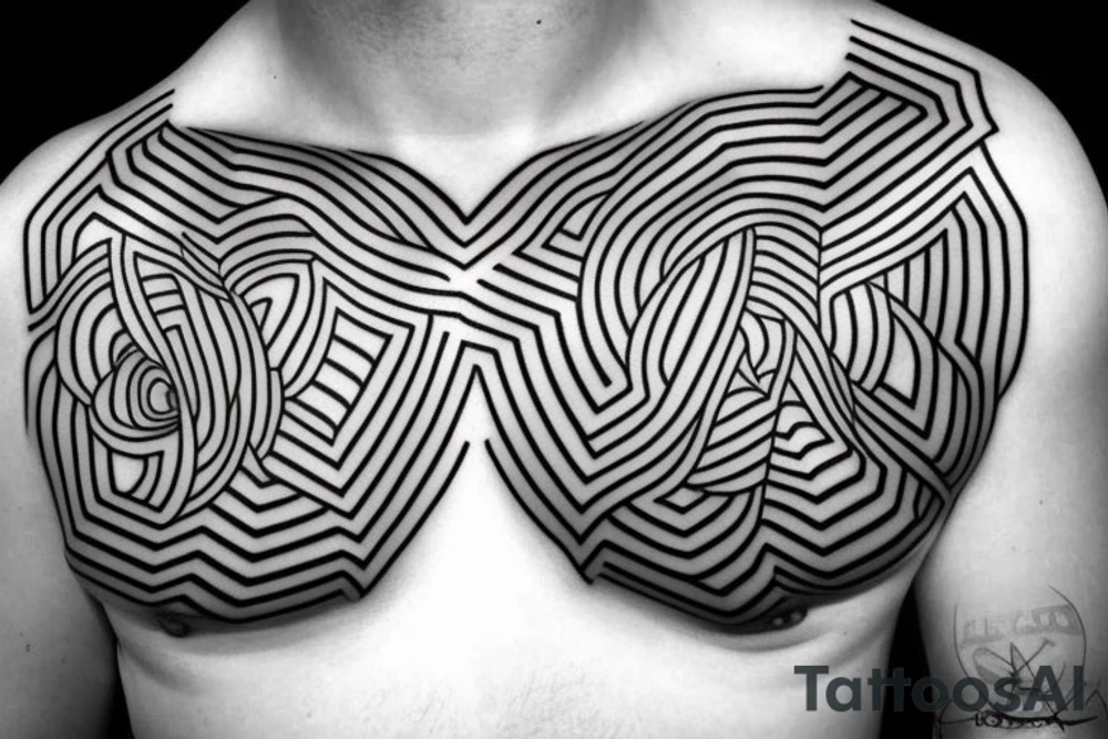Optical illusions on chest tattoo idea