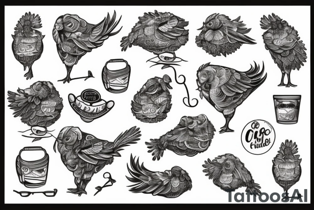 fancy fried chicken tattoo idea